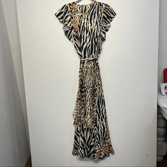 Melissa Odabash Brianna Wrap Dress Cover Up Leopard Maxi Animal Print Ruffle XS - Picture 6 of 10